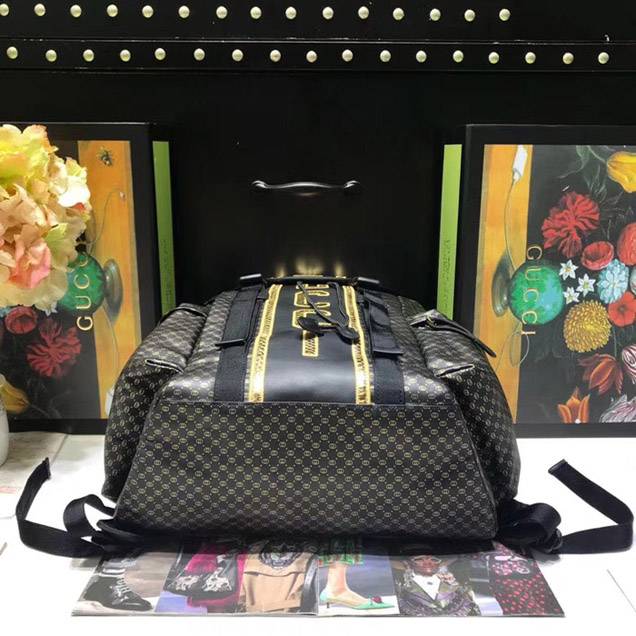 Gucci Mens Gucci-Dapper Dan Backpack 536413 Black GG Leather 2018