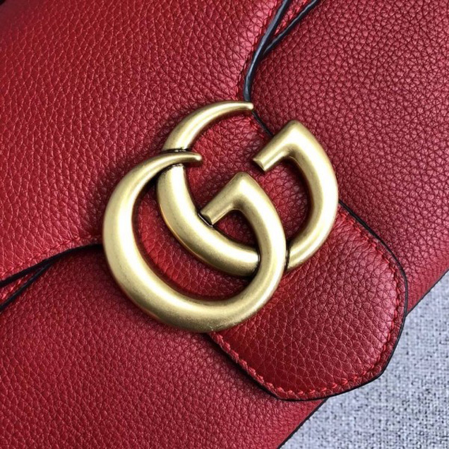 Gucci 401173 GG Marmont Leather Shoulder Bag Red Collection