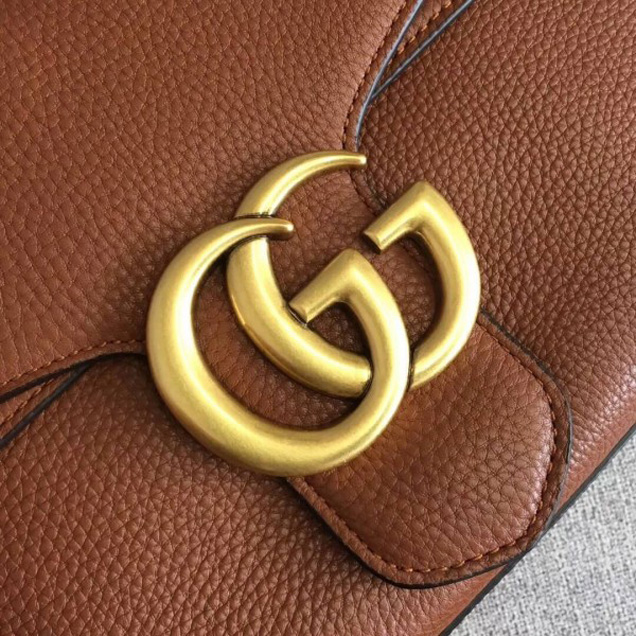 Gucci 401173 GG Marmont Leather Shoulder Bag Brown Collection