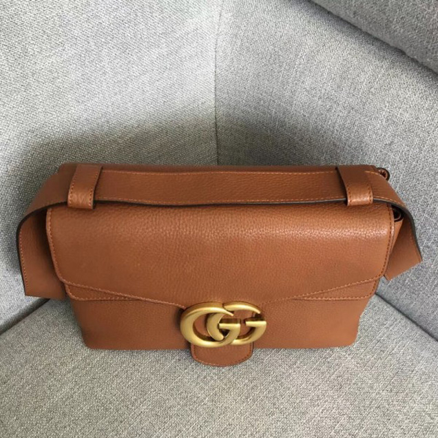 Gucci 401173 GG Marmont Leather Shoulder Bag Brown Collection