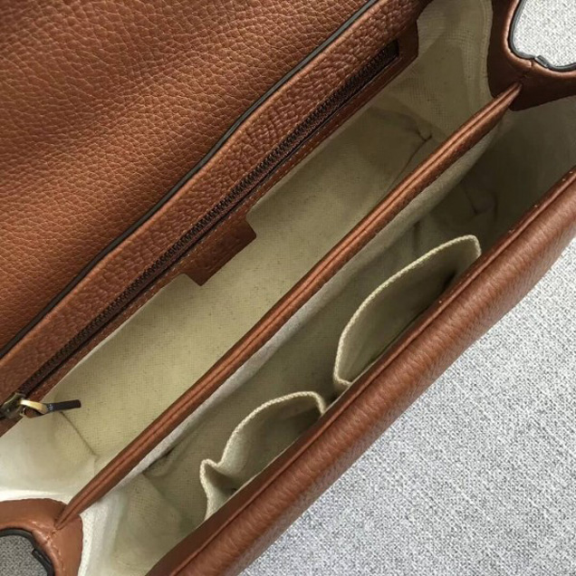 Gucci 401173 GG Marmont Leather Shoulder Bag Brown Collection