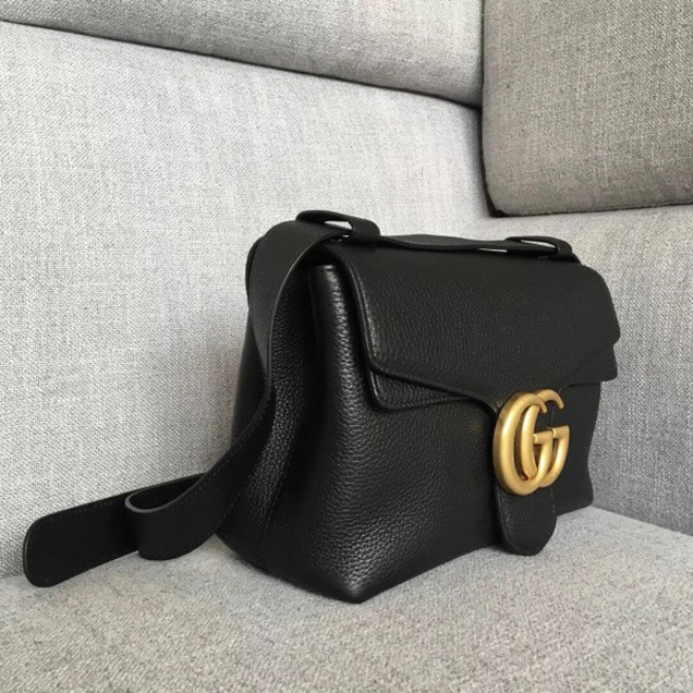 Gucci 401173 GG Marmont Leather Shoulder Bag Black Collection