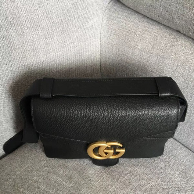 Gucci 401173 GG Marmont Leather Shoulder Bag Black Collection