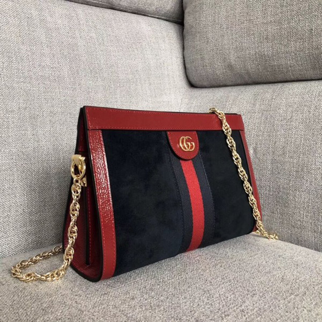 Gucci Ophidia Small Shoulder Bag in Suede and Patent Leather 503877 Black 2018 Collection