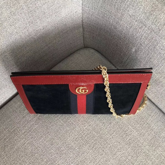Gucci Ophidia Small Shoulder Bag in Suede and Patent Leather 503877 Black 2018 Collection