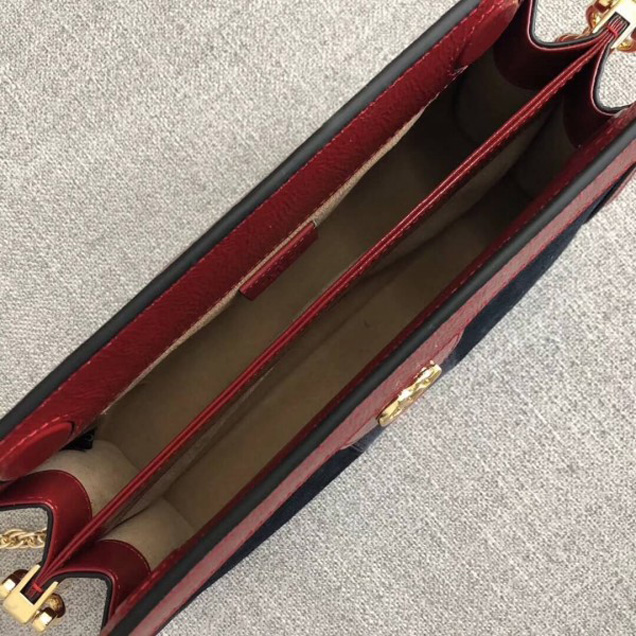Gucci Ophidia Small Shoulder Bag in Suede and Patent Leather 503877 Black 2018 Collection
