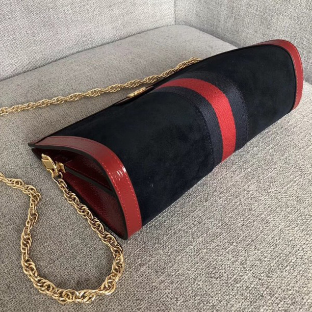Gucci Ophidia Small Shoulder Bag in Suede and Patent Leather 503877 Black 2018 Collection