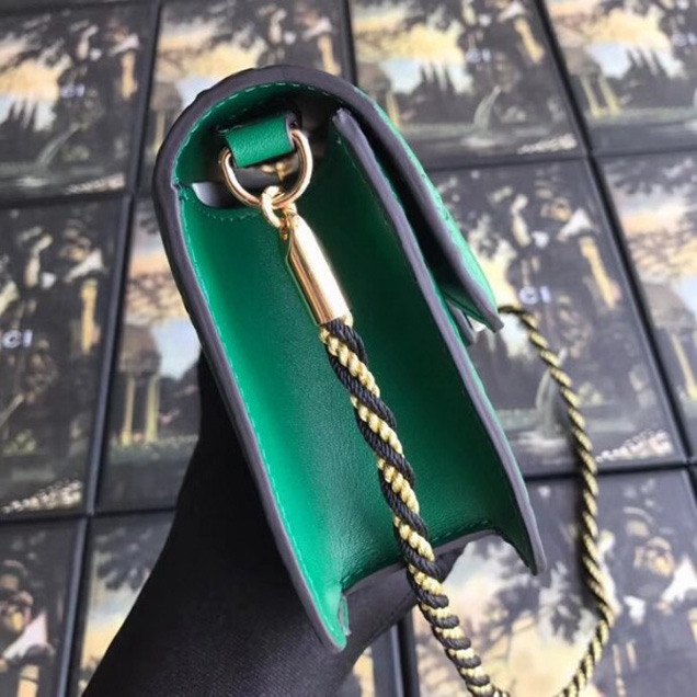 Gucci Signature Leather Shoulder Bag with Square G 544242 Green 2018 Collection