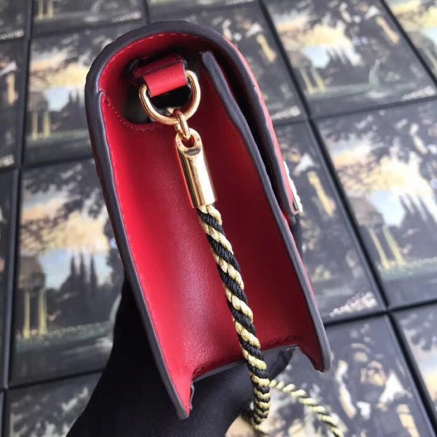 Gucci Signature Leather Shoulder Bag with Square G 544242 Red 2018 Collection