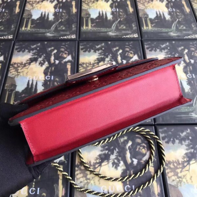 Gucci Signature Leather Shoulder Bag with Square G 544242 Red 2018 Collection