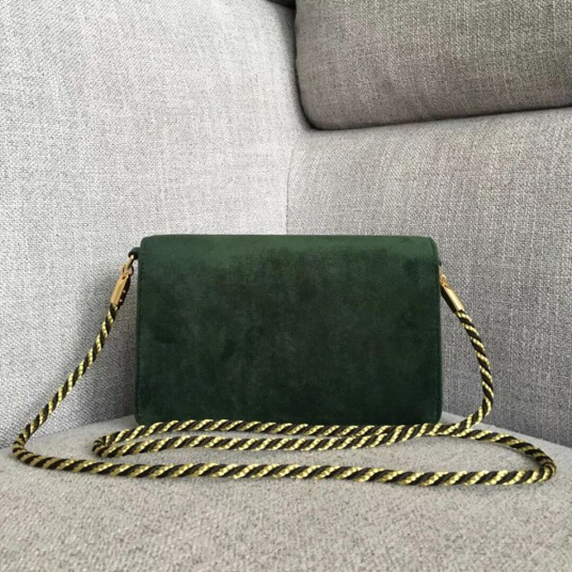 Gucci Velvet Shoulder Bag with Square G 544242 Dark Green 2018 Collection