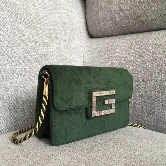 Gucci Velvet Shoulder Bag with Square G 544242 Dark Green 2018 Collection