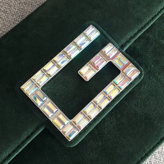 Gucci Velvet Shoulder Bag with Square G 544242 Dark Green 2018 Collection