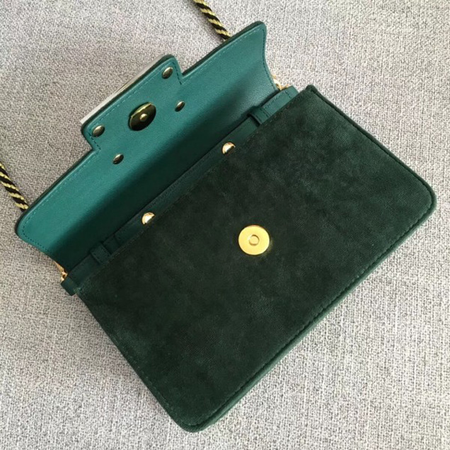 Gucci Velvet Shoulder Bag with Square G 544242 Dark Green 2018 Collection