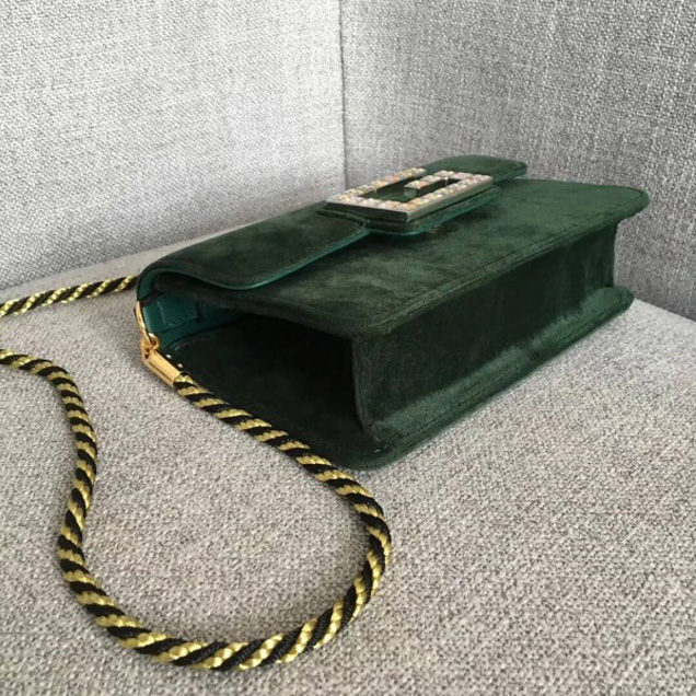 Gucci Velvet Shoulder Bag with Square G 544242 Dark Green 2018 Collection