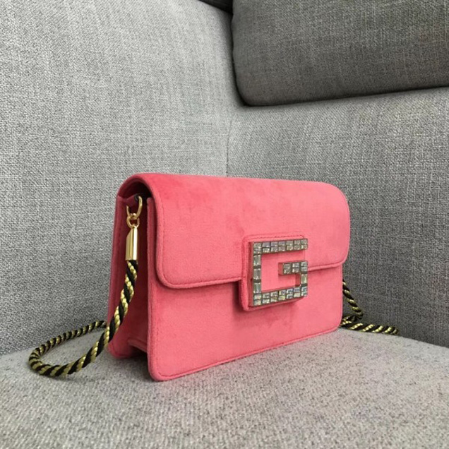 Gucci Velvet Shoulder Bag with Square G 544242 Pink 2018 Collection