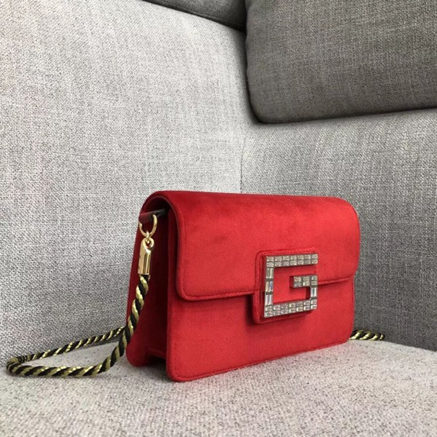 Gucci Velvet Shoulder Bag with Square G 544242 Red 2018 Collection