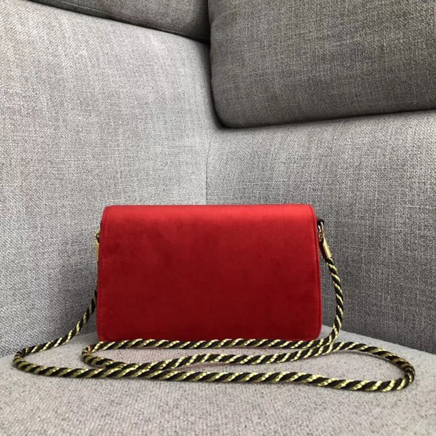Gucci Velvet Shoulder Bag with Square G 544242 Red 2018 Collection