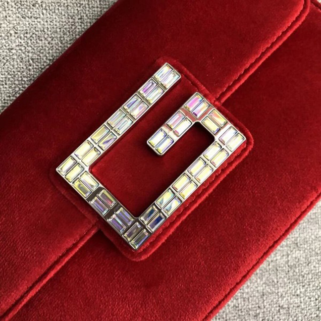 Gucci Velvet Shoulder Bag with Square G 544242 Red 2018 Collection