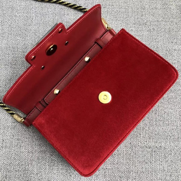 Gucci Velvet Shoulder Bag with Square G 544242 Red 2018 Collection