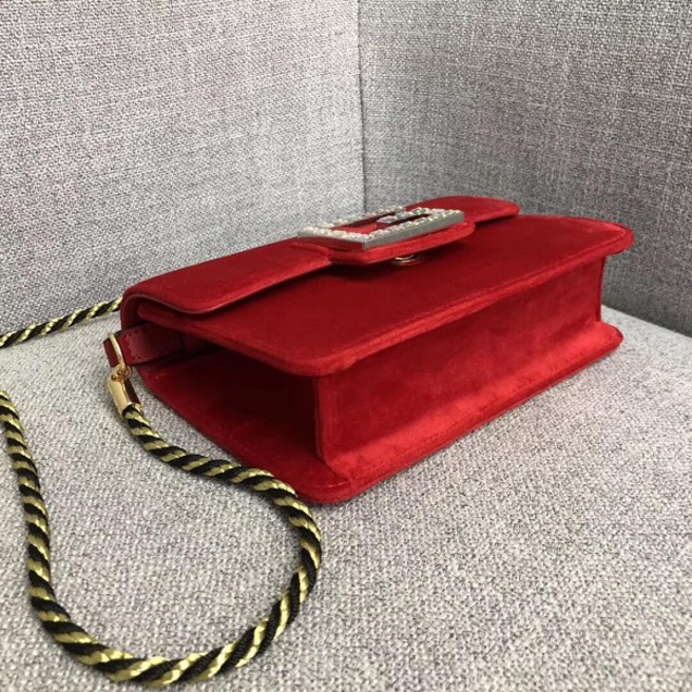 Gucci Velvet Shoulder Bag with Square G 544242 Red 2018 Collection