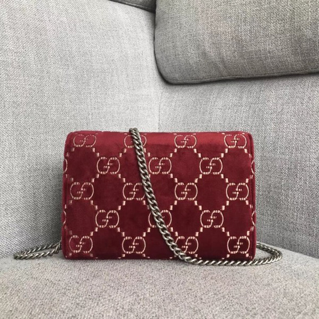 Gucci Dionysus GG Velvet Mini Chain Wallet 401231 Red 2018 Collection