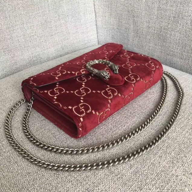 Gucci Dionysus GG Velvet Mini Chain Wallet 401231 Red 2018 Collection