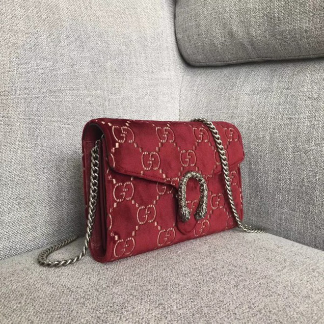 Gucci Dionysus GG Velvet Mini Chain Wallet 401231 Red 2018 Collection