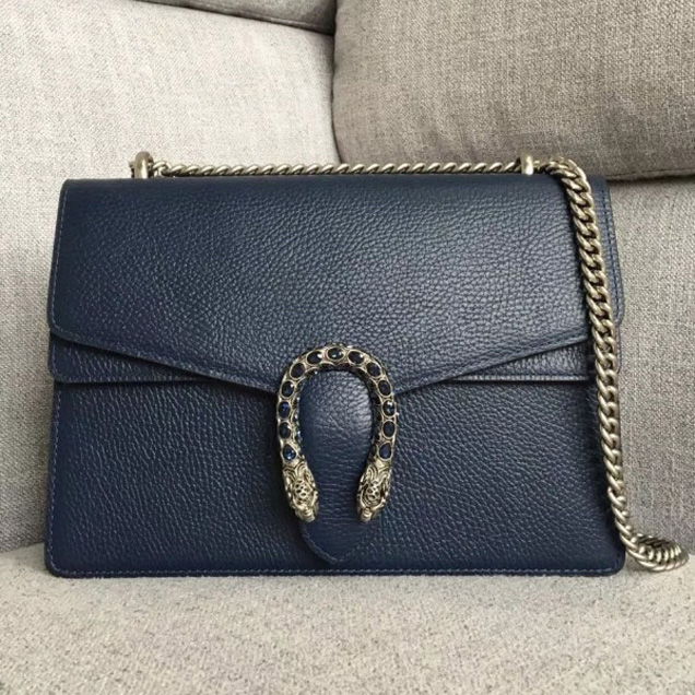 Gucci Dionysus Leather Medium Shoulder Bag 403348 Dark Blue 2018 Collection