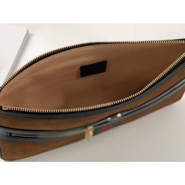 Gucci Ophidia Suede and Patent Leather Pouch 157551 Brown 2018  Collection