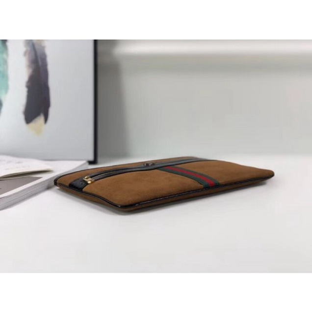 Gucci Ophidia Suede and Patent Leather Pouch 157551 Brown 2018  Collection