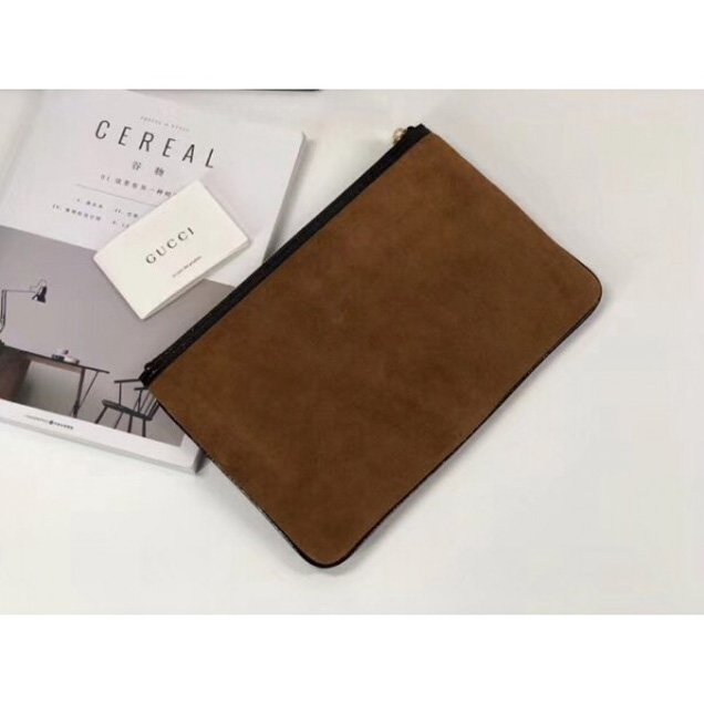 Gucci Ophidia Suede and Patent Leather Pouch 157551 Brown 2018  Collection