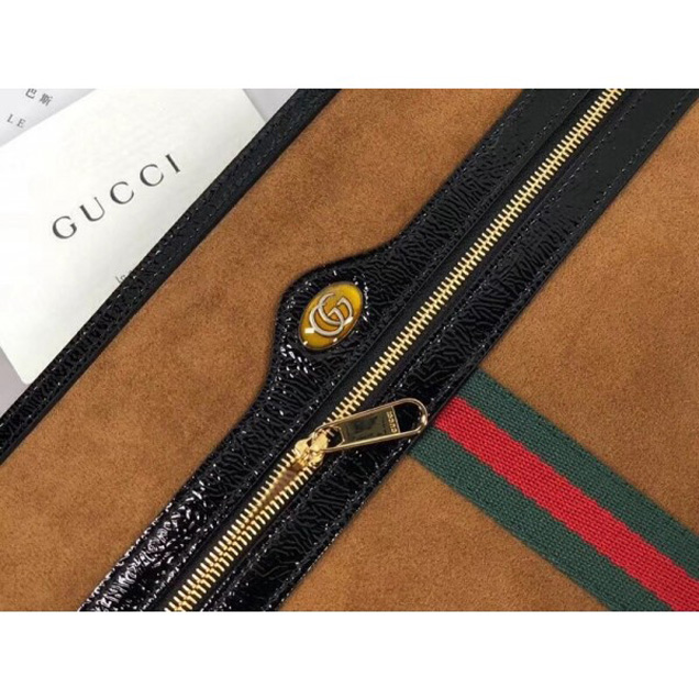 Gucci Ophidia Suede and Patent Leather Pouch 157551 Brown 2018  Collection