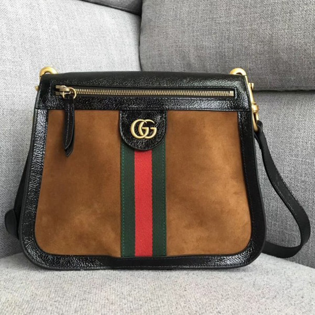 Gucci Ophidia Messenger Bag in Suede and Patent Leather 523368 2018 Collection