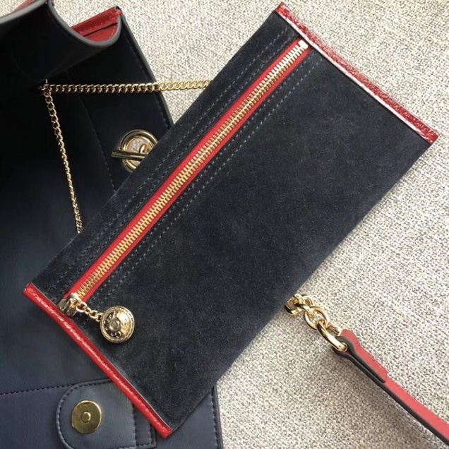 Gucci Large Tote with Tiger Head in Suede and Patent Leather 537219 Black 2018 Collection