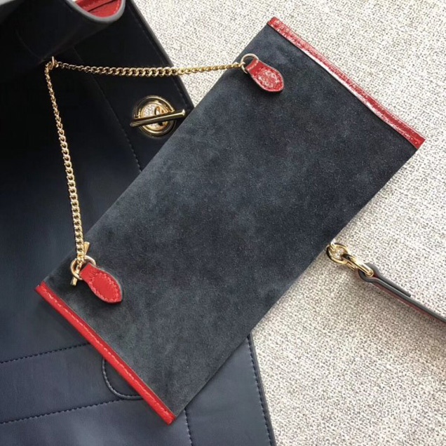 Gucci Large Tote with Tiger Head in Suede and Patent Leather 537219 Black 2018 Collection