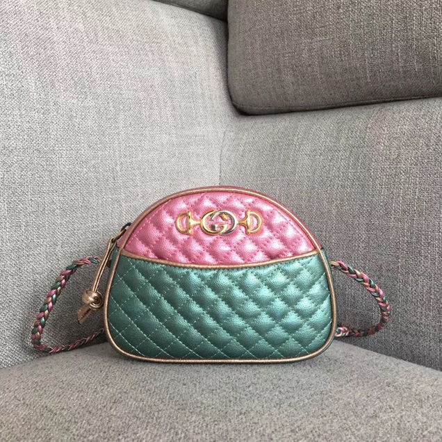 Gucci Laminated leather mini bag 534951 green&pink