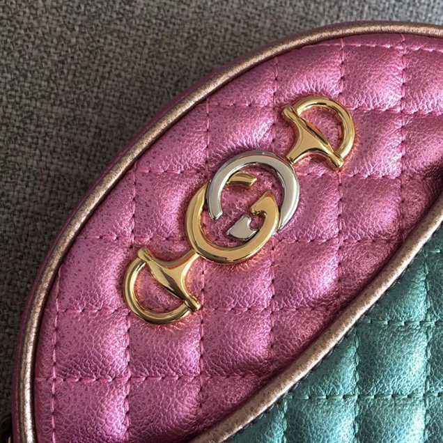 Gucci Laminated leather mini bag 534951 green&pink