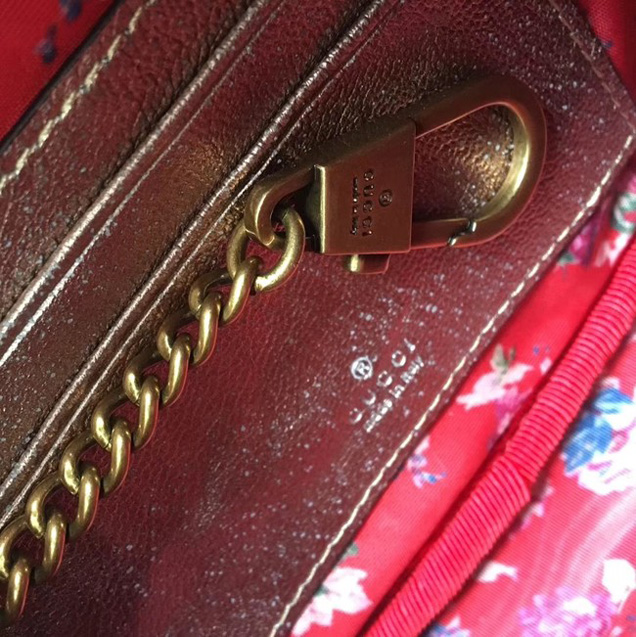 Gucci Laminated leather mini bag 534951 green&pink