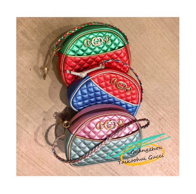 Gucci Laminated leather mini bag 534951 green&pink