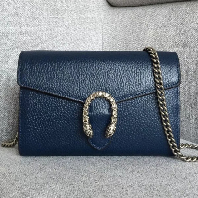 Gucci Dionysus Leather Mini Chain Bag 401231 Dark Blue Collection