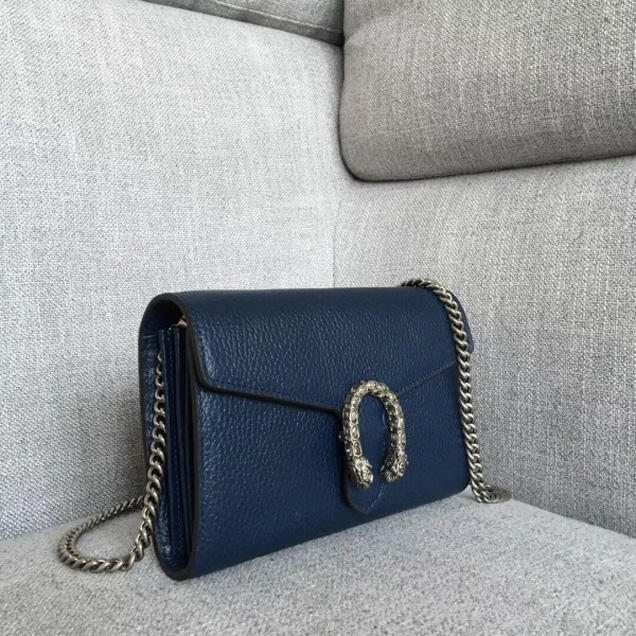 Gucci Dionysus Leather Mini Chain Bag 401231 Dark Blue Collection