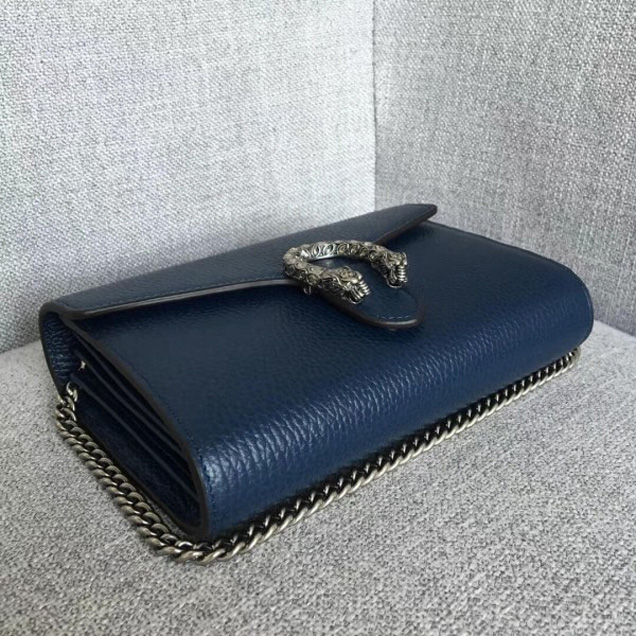 Gucci Dionysus Leather Mini Chain Bag 401231 Dark Blue Collection