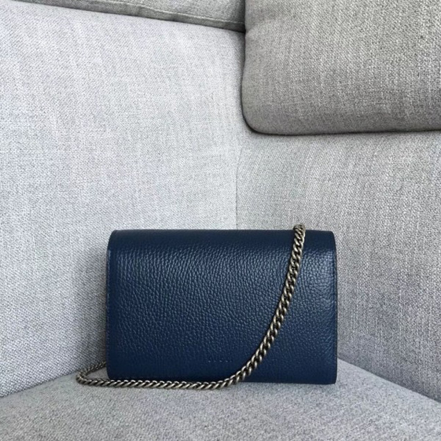 Gucci Dionysus Leather Mini Chain Bag 401231 Dark Blue Collection
