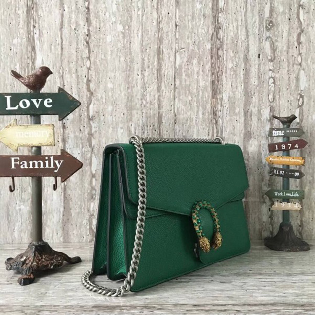 Gucci Dionysus Leather Medium Shoulder Bag 403348 Green 2018 Collection