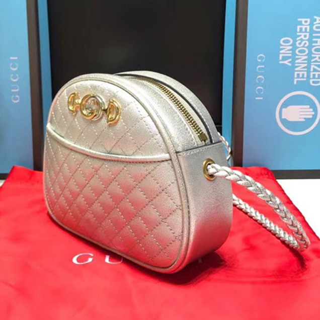 Gucci Laminated Leather Mini Bag 534951 Silver