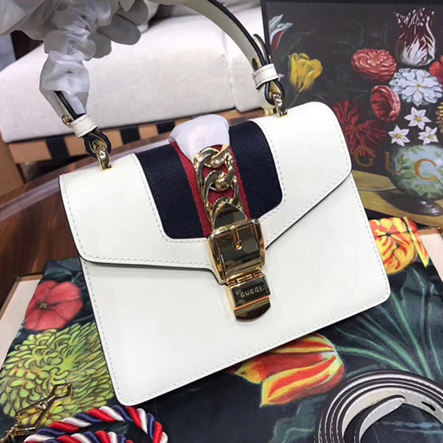 Gucci Sylvie Leather Mini Bag 470270 White