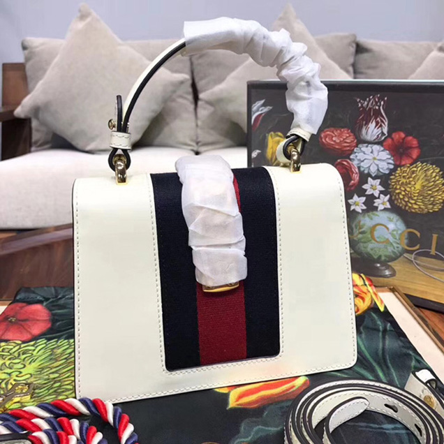 Gucci Sylvie Leather Mini Bag 470270 White