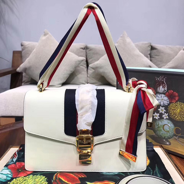 Gucci Sylvie Small Shoulder Bag 421882 White