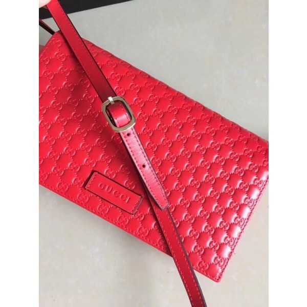 Gucci GG Signature Crossbody Bag 466507 Red 2018